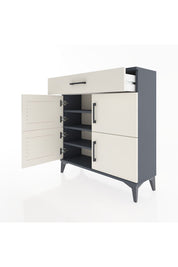 Arges Şifonyer 3 Raflı Tek Çekmeceli 4 Kapaklı 88x30x96 Antrasit-Aytaşı