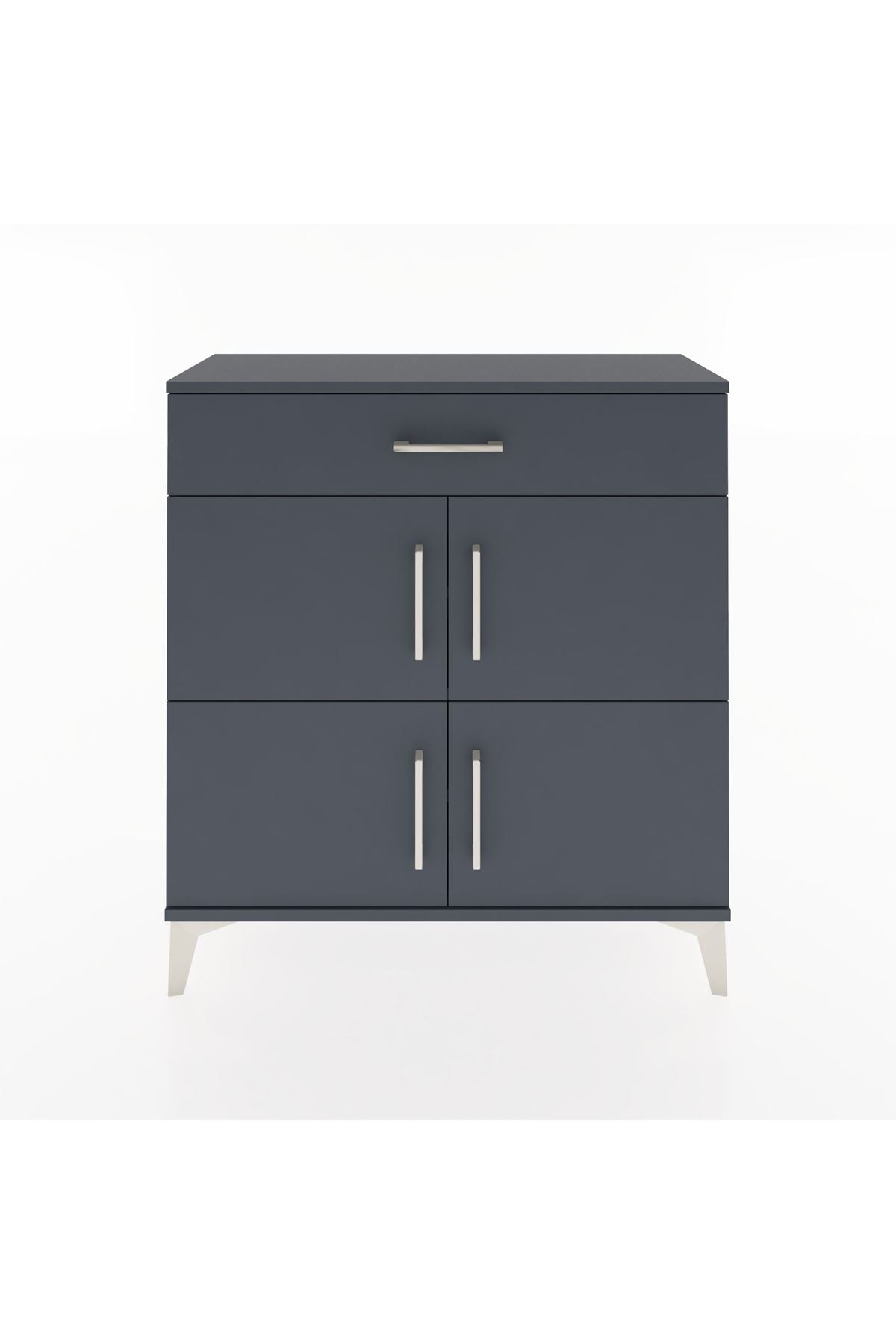 Arges Şifonyer 3 Raflı Tek Çekmeceli 4 Kapaklı 88x30x96 Antrasit-Antrasit