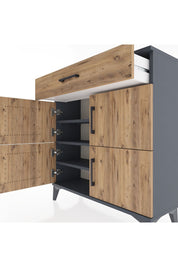 Arges Şifonyer 3 Raflı Tek Çekmeceli 4 Kapaklı 88x30x96 Antrasit-Çam
