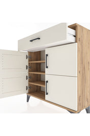 Arges Şifonyer 3 Raflı Tek Çekmeceli 4 Kapaklı 88x30x96 Çam-Aytaşı