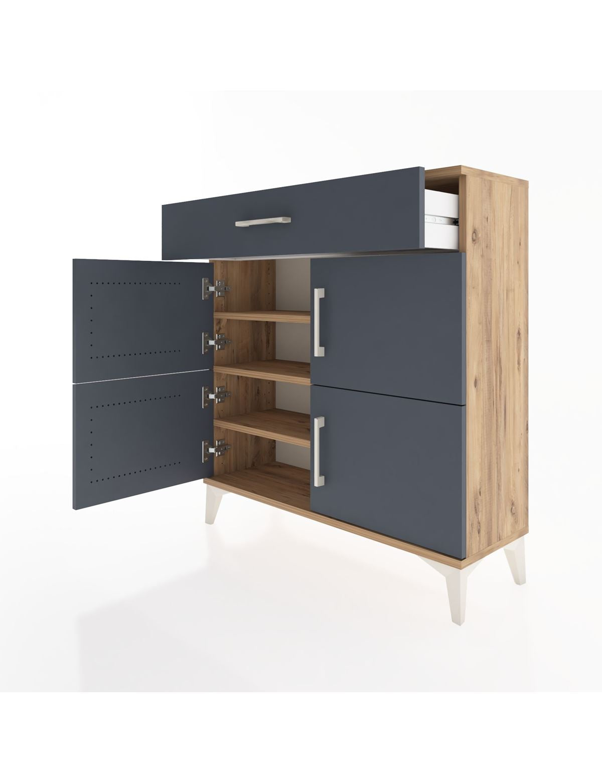 Arges Şifonyer 3 Raflı Tek Çekmeceli 4 Kapaklı 88x30x96 - S04M036V8A