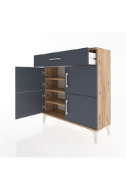 Arges Şifonyer 3 Raflı Tek Çekmeceli 4 Kapaklı 88x30x96 Çam-Antrasit