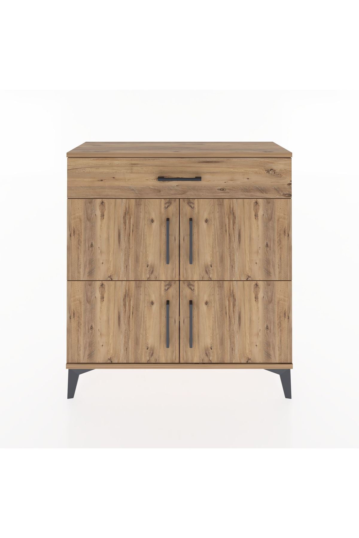 Arges Şifonyer 3 Raflı Tek Çekmeceli 4 Kapaklı 88x30x96 Çam-Çam