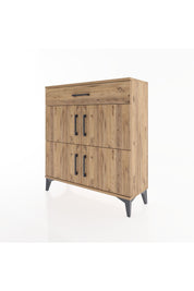 Arges Şifonyer 3 Raflı Tek Çekmeceli 4 Kapaklı 88x30x96 Çam-Çam