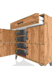 Arges Şifonyer 3 Raflı Tek Çekmeceli 4 Kapaklı 88x30x96 Çam-Çam