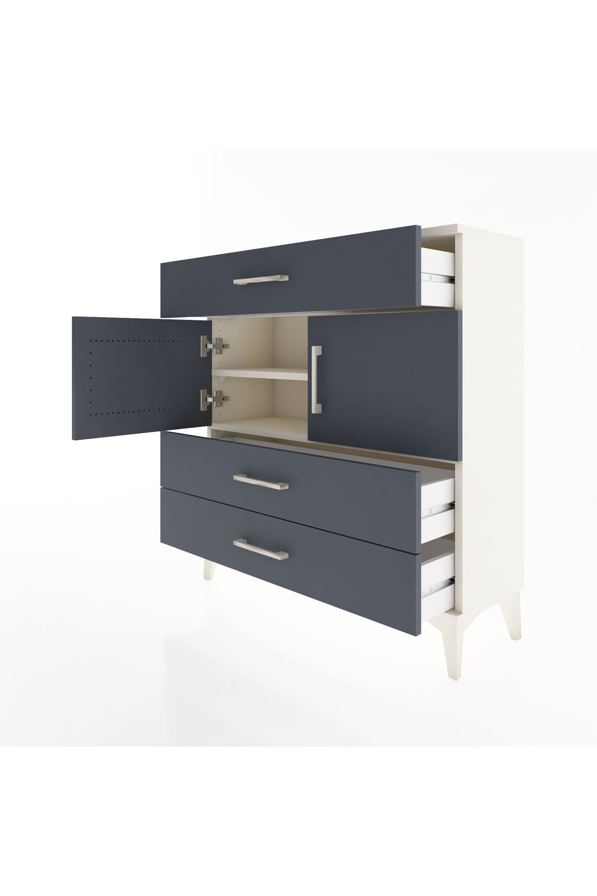 Arges Şifonyer 2 Raflı 3 Çekmeceli 2 Kapaklı 88x30x96 Aytaşı-Antrasit