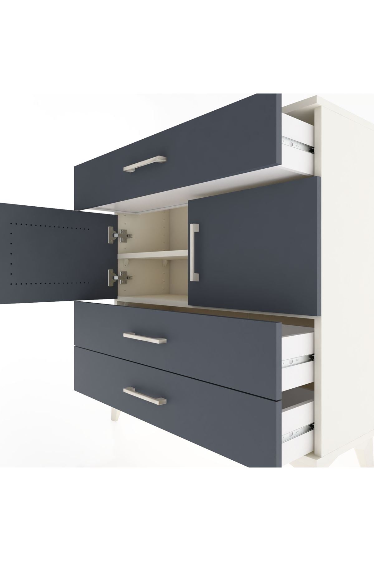 Arges Şifonyer 2 Raflı 3 Çekmeceli 2 Kapaklı 88x30x96 Aytaşı-Antrasit