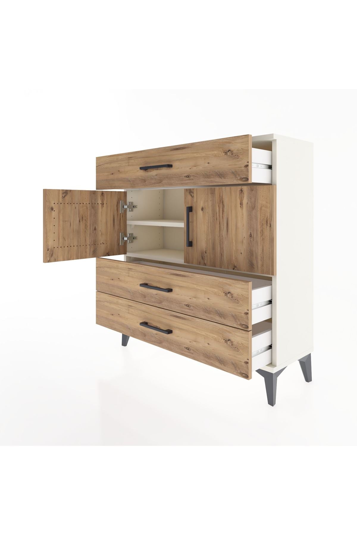 Arges Şifonyer 2 Raflı 3 Çekmeceli 2 Kapaklı 88x30x96 Aytaşı-Çam