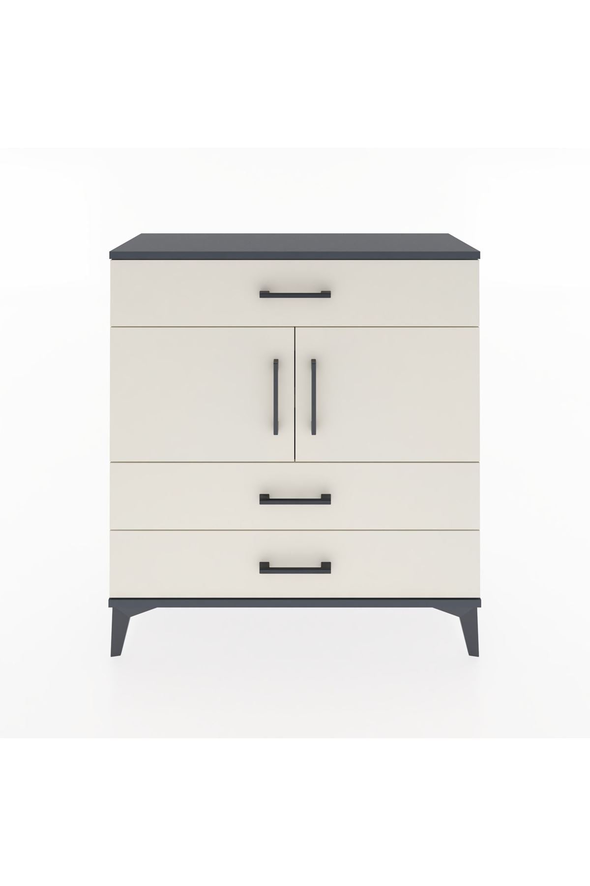 Arges Şifonyer 2 Raflı 3 Çekmeceli 2 Kapaklı 88x30x96 Antrasit-Aytaşı