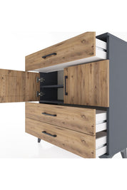 Arges Şifonyer 2 Raflı 3 Çekmeceli 2 Kapaklı 88x30x96 Antrasit-Çam