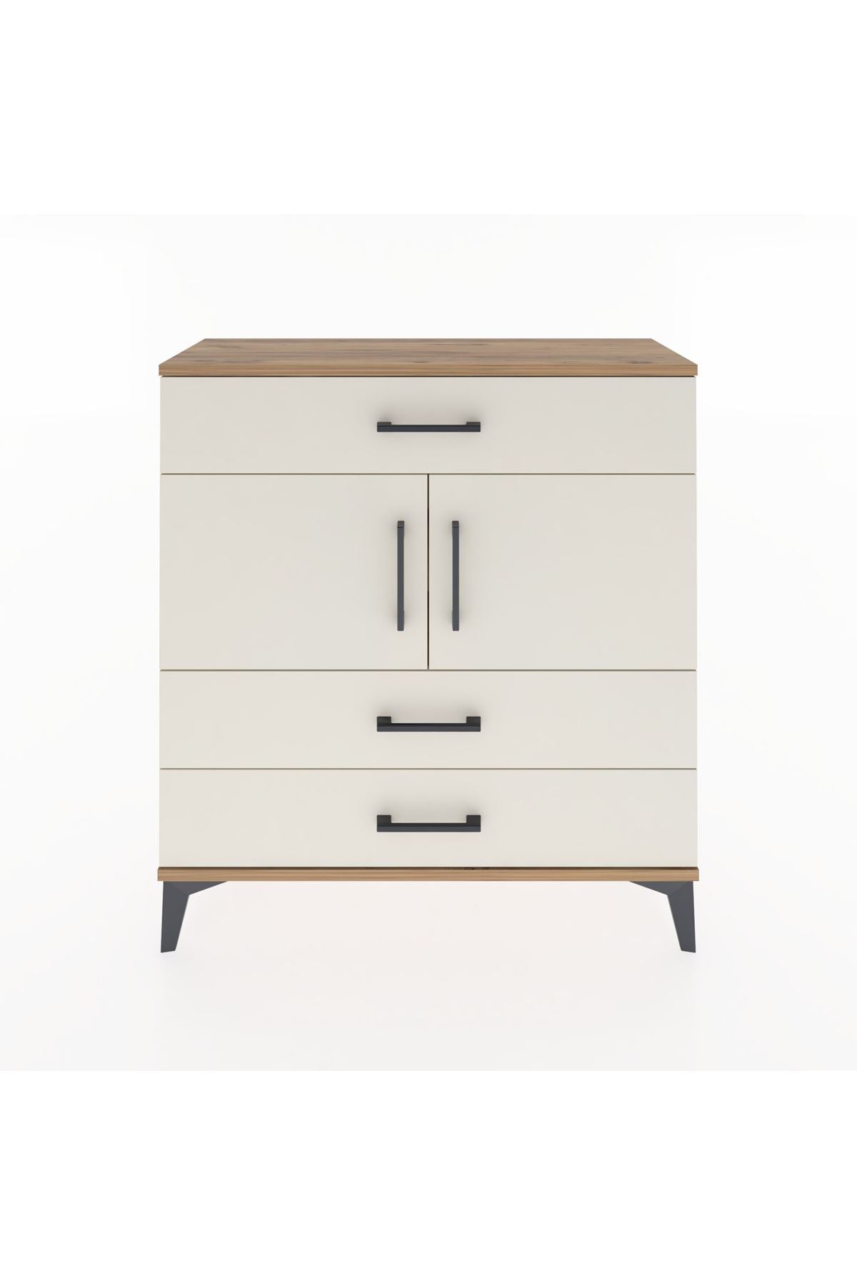 Arges Şifonyer 2 Raflı 3 Çekmeceli 2 Kapaklı 88x30x96 Çam-Aytaşı