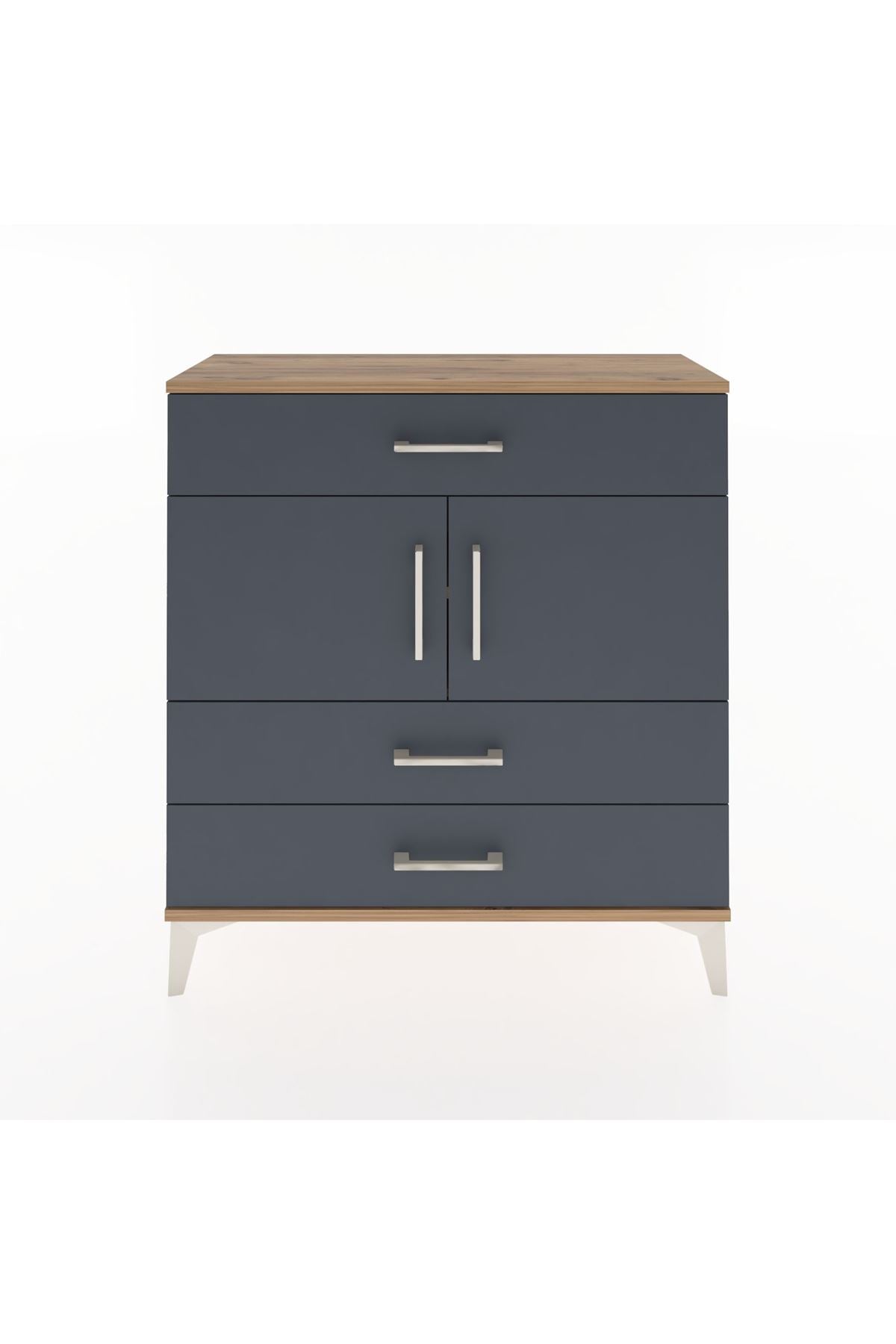 Arges Şifonyer 2 Raflı 3 Çekmeceli 2 Kapaklı 88x30x96 Çam-Antrasit