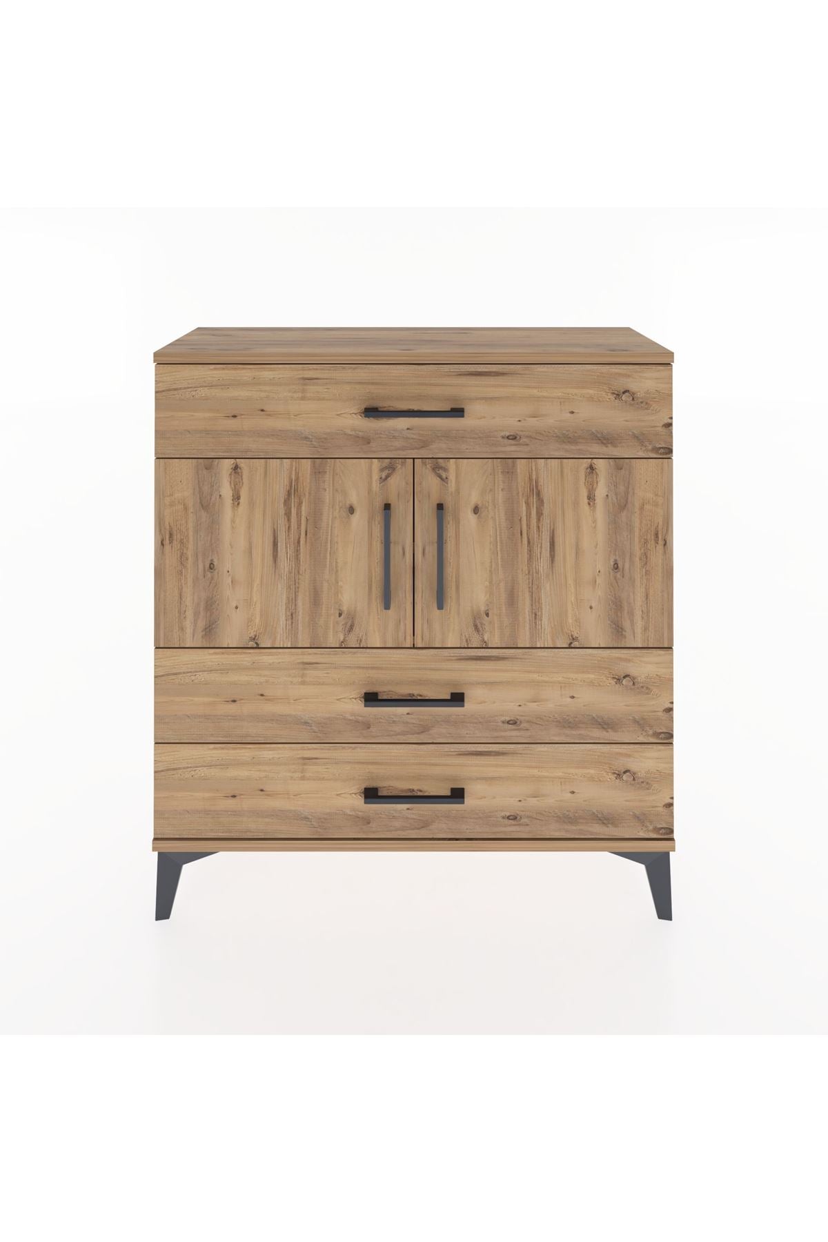 Arges Şifonyer 2 Raflı 3 Çekmeceli 2 Kapaklı 88x30x96 Çam-Çam