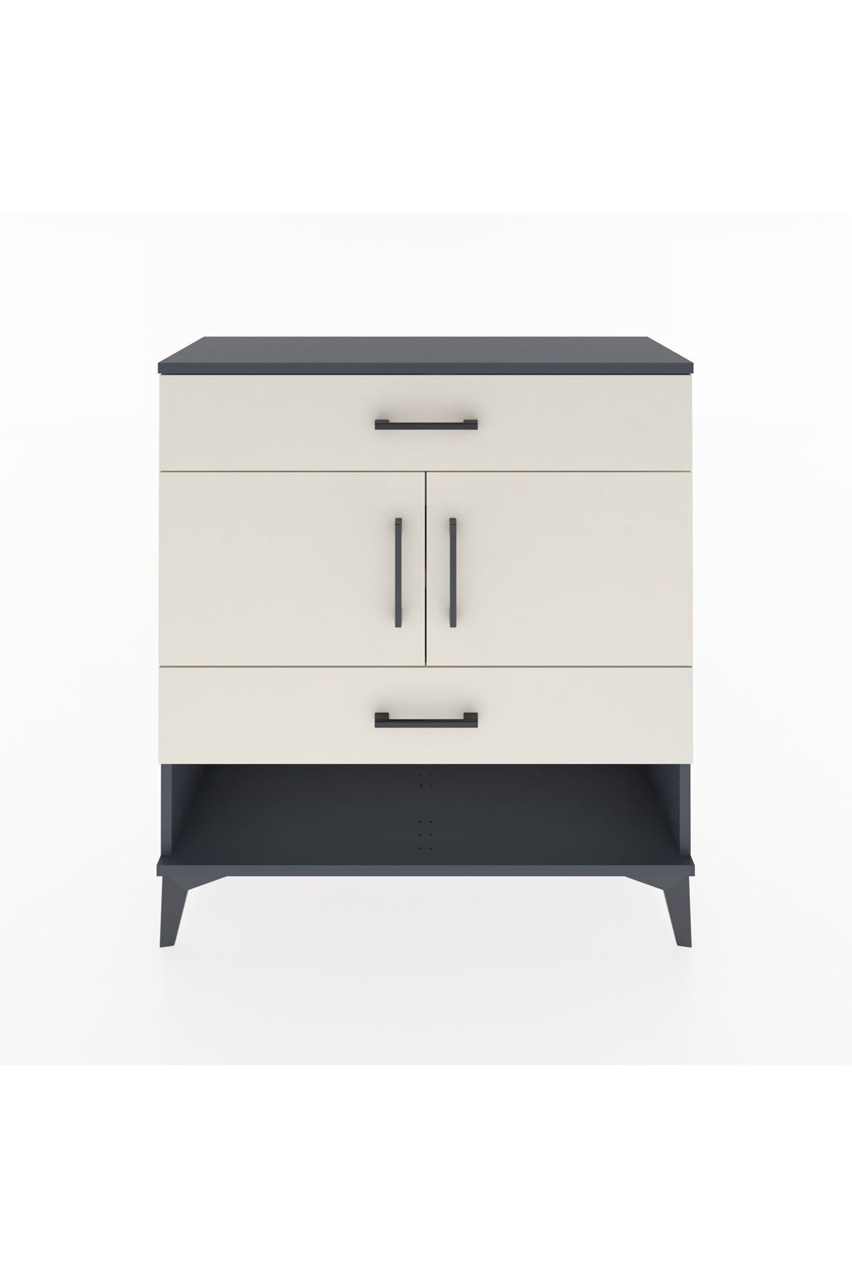 Arges Şifonyer 2 Raflı 2 Çekmeceli 2 Kapaklı 88x30x96 Antrasit-Aytaşı