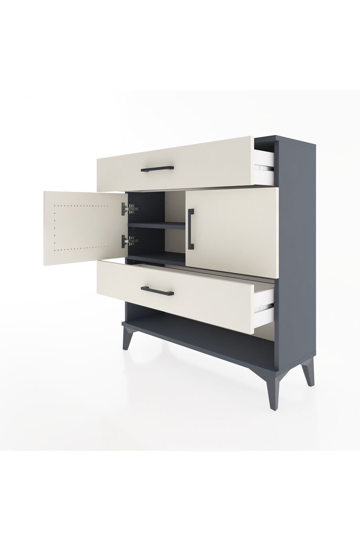 Arges Şifonyer 2 Raflı 2 Çekmeceli 2 Kapaklı 88x30x96 Antrasit-Aytaşı