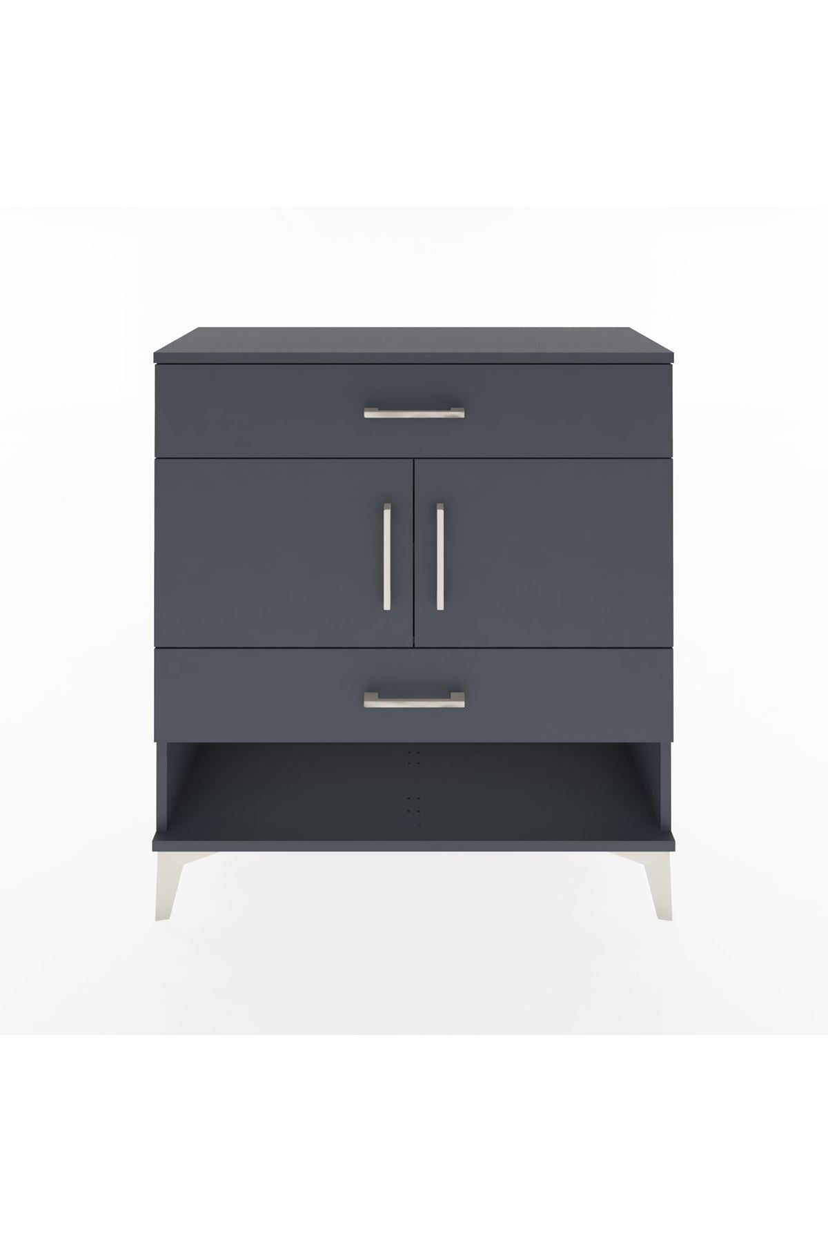 Arges Şifonyer 2 Raflı 2 Çekmeceli 2 Kapaklı 88x30x96 Antrasit-Antrasit