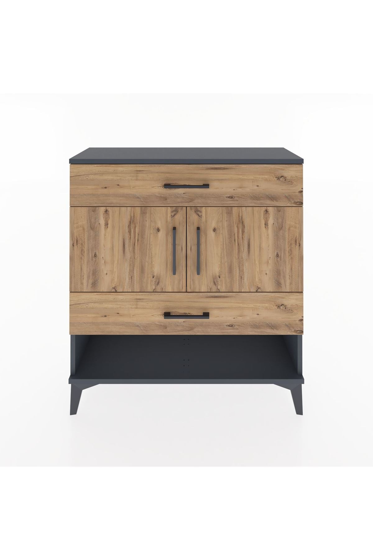 Arges Şifonyer 2 Raflı 2 Çekmeceli 2 Kapaklı 88x30x96 Antrasit-Çam