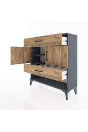 Arges Şifonyer 2 Raflı 2 Çekmeceli 2 Kapaklı 88x30x96 Antrasit-Çam