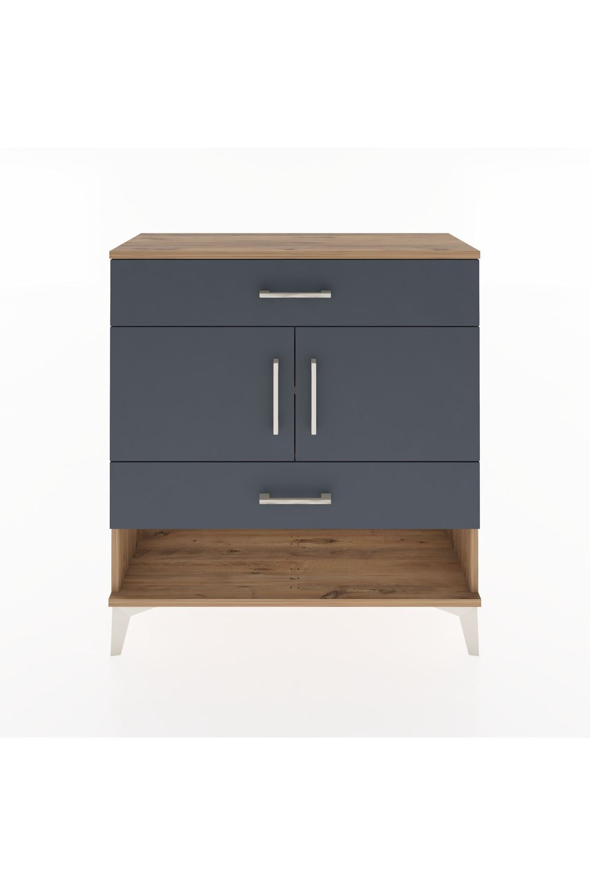 Arges Şifonyer 2 Raflı 2 Çekmeceli 2 Kapaklı 88x30x96 Çam-Antrasit