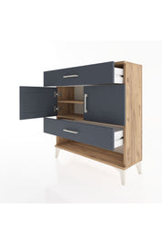 Arges Şifonyer 2 Raflı 2 Çekmeceli 2 Kapaklı 88x30x96 Çam-Antrasit