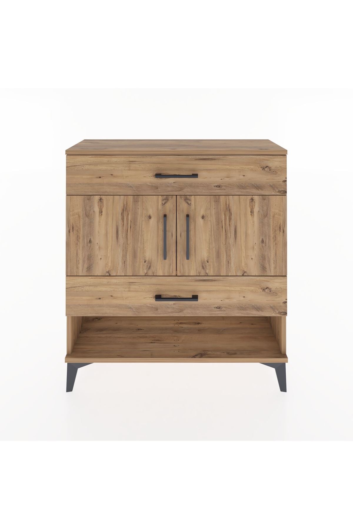 Arges Şifonyer 2 Raflı 2 Çekmeceli 2 Kapaklı 88x30x96 Çam-Çam