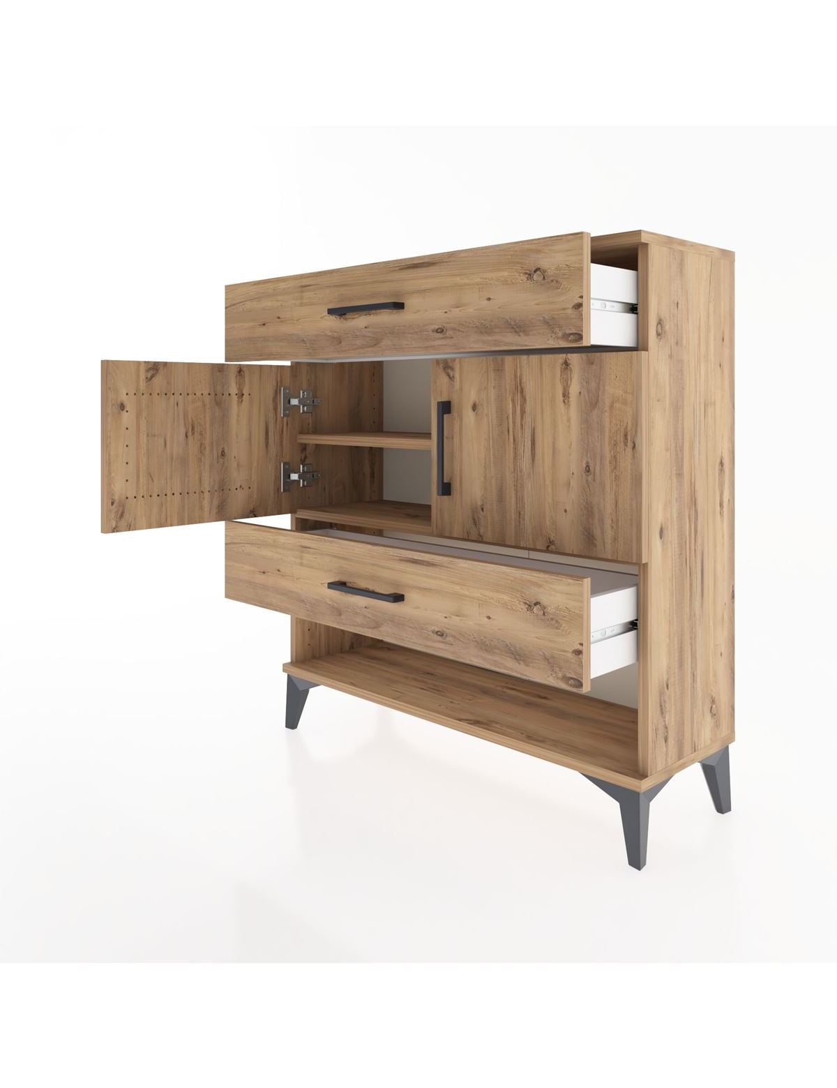 Arges Şifonyer 2 Raflı 2 Çekmeceli 2 Kapaklı 88x30x96 - S04M038V9A