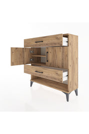 Arges Şifonyer 2 Raflı 2 Çekmeceli 2 Kapaklı 88x30x96 Çam-Çam