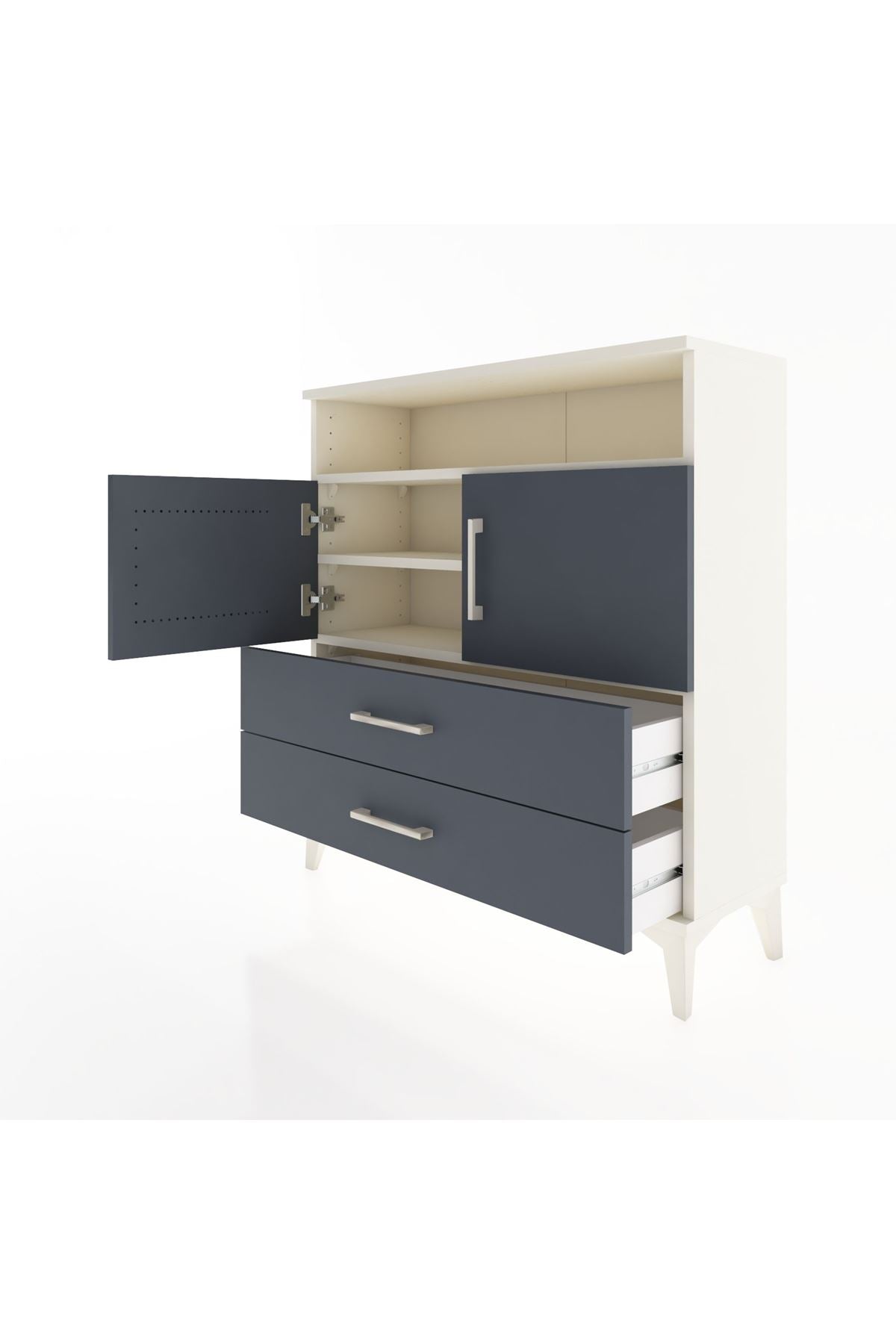 Arges Şifonyer 3 Raflı 2 Çekmeceli 2 Kapaklı 88x30x96 Aytaşı-Antrasit