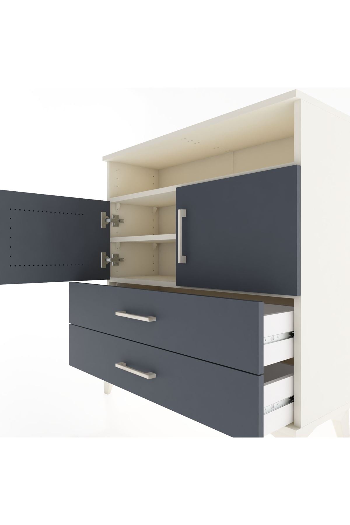 Arges Şifonyer 3 Raflı 2 Çekmeceli 2 Kapaklı 88x30x96 Aytaşı-Antrasit