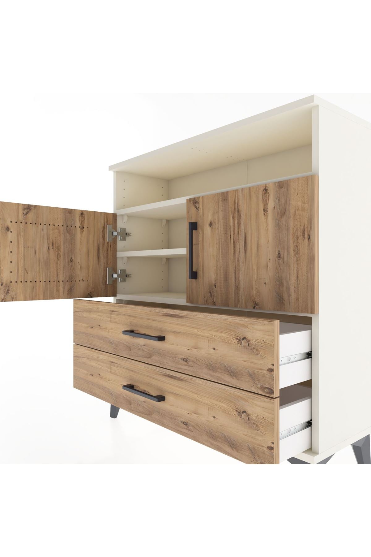 Arges Şifonyer 3 Raflı 2 Çekmeceli 2 Kapaklı 88x30x96 Aytaşı-Çam