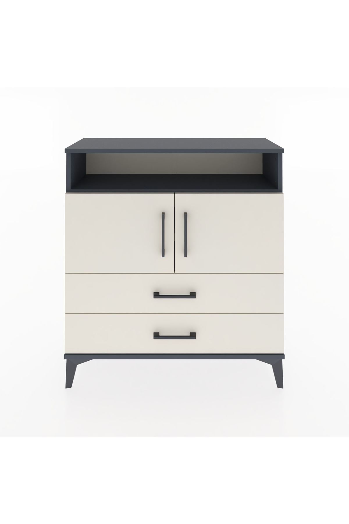 Arges Şifonyer 3 Raflı 2 Çekmeceli 2 Kapaklı 88x30x96 Antrasit-Aytaşı