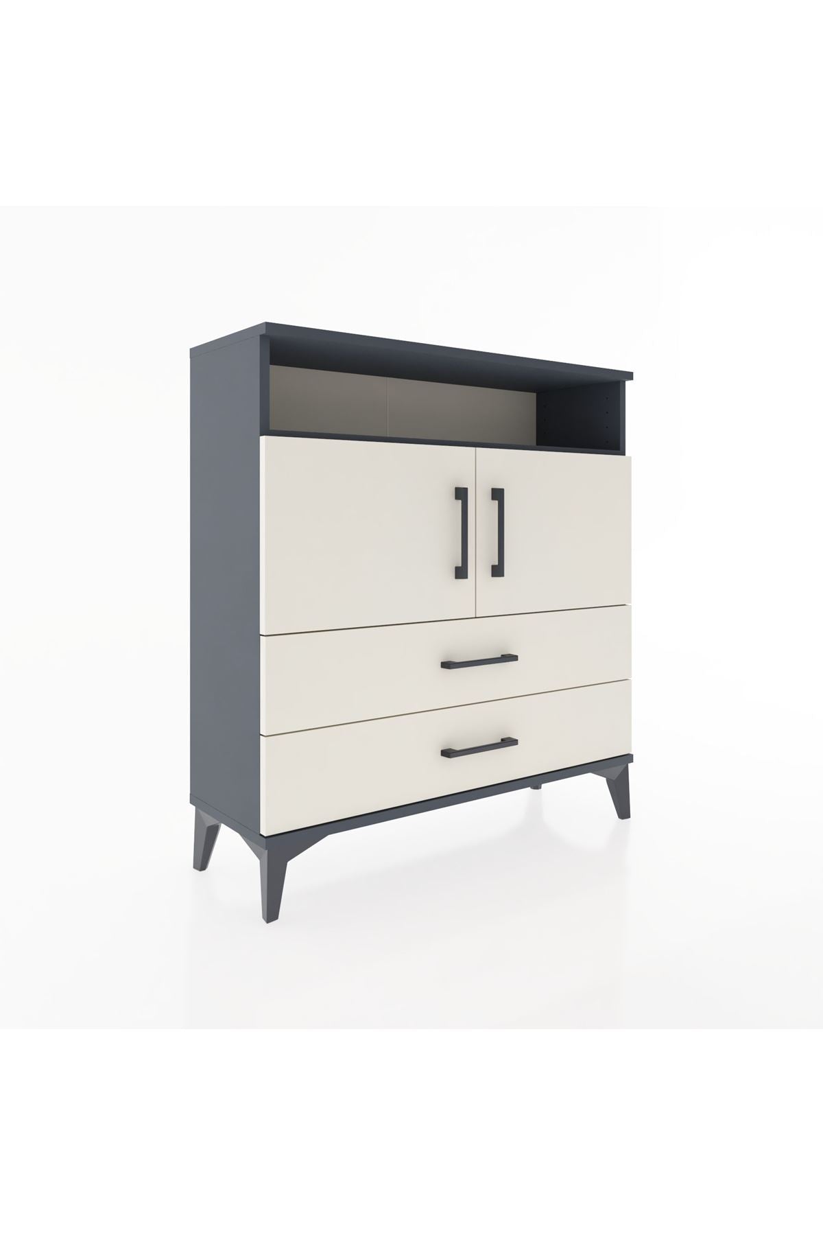 Arges Şifonyer 3 Raflı 2 Çekmeceli 2 Kapaklı 88x30x96 Antrasit-Aytaşı