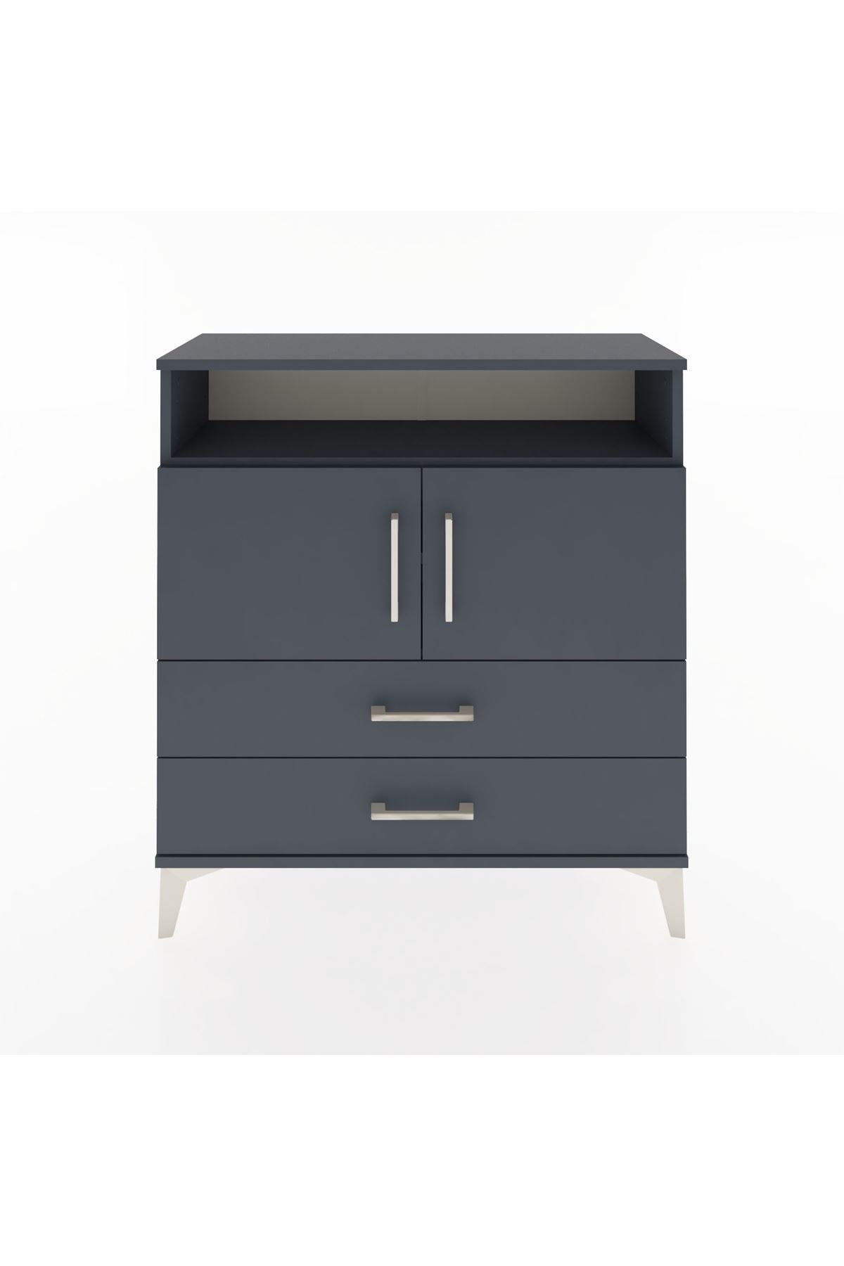 Arges Şifonyer 3 Raflı 2 Çekmeceli 2 Kapaklı 88x30x96 Antrasit-Antrasit