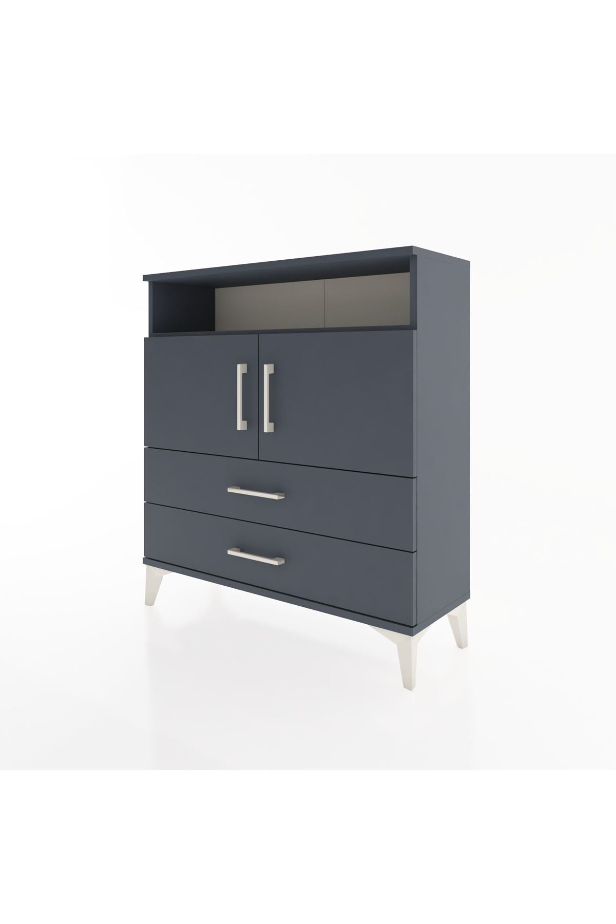 Arges Şifonyer 3 Raflı 2 Çekmeceli 2 Kapaklı 88x30x96 Antrasit-Antrasit