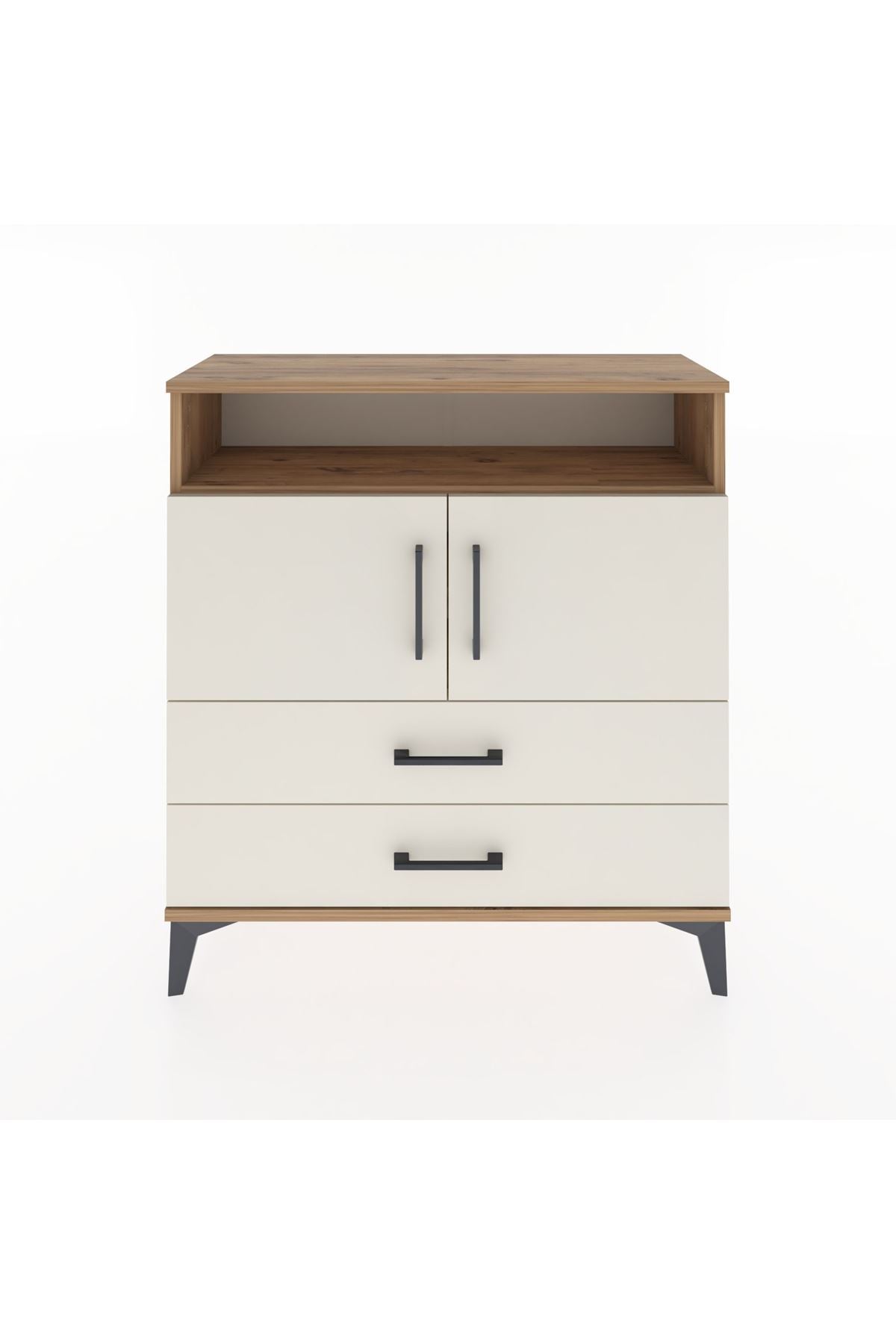 Arges Şifonyer 3 Raflı 2 Çekmeceli 2 Kapaklı 88x30x96 Çam-Aytaşı