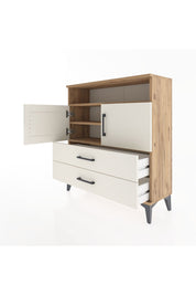 Arges Şifonyer 3 Raflı 2 Çekmeceli 2 Kapaklı 88x30x96 Çam-Aytaşı