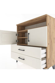 Arges Şifonyer 3 Raflı 2 Çekmeceli 2 Kapaklı 88x30x96 Çam-Aytaşı