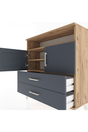 Arges Şifonyer 3 Raflı 2 Çekmeceli 2 Kapaklı 88x30x96 Çam-Antrasit