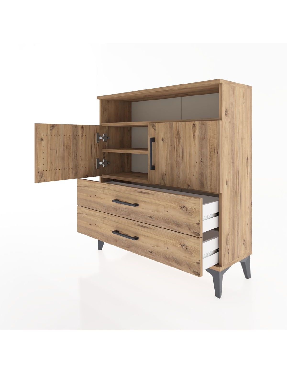 Arges Şifonyer 3 Raflı 2 Çekmeceli 2 Kapaklı 88x30x96 - S04M039V9A