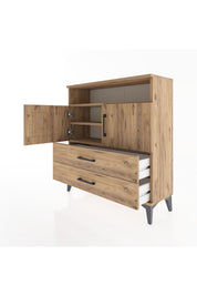 Arges Şifonyer 3 Raflı 2 Çekmeceli 2 Kapaklı 88x30x96 Çam-Çam