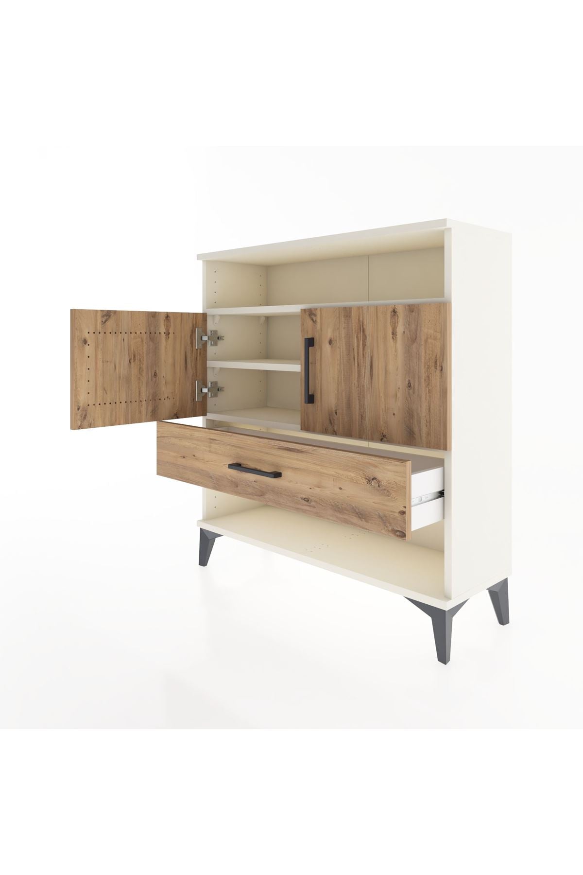 Arges Şifonyer 3 Raflı Tek Çekmeceli 2 Kapaklı 88x30x96 Aytaşı-Çam