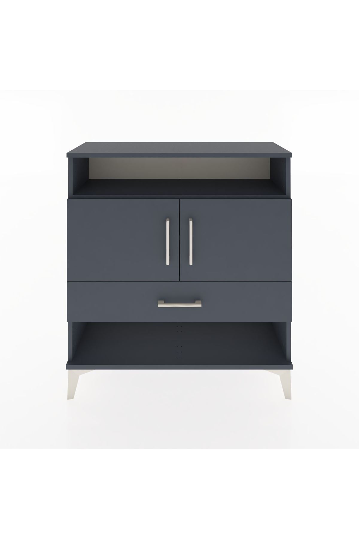 Arges Şifonyer 3 Raflı Tek Çekmeceli 2 Kapaklı 88x30x96 Antrasit-Antrasit