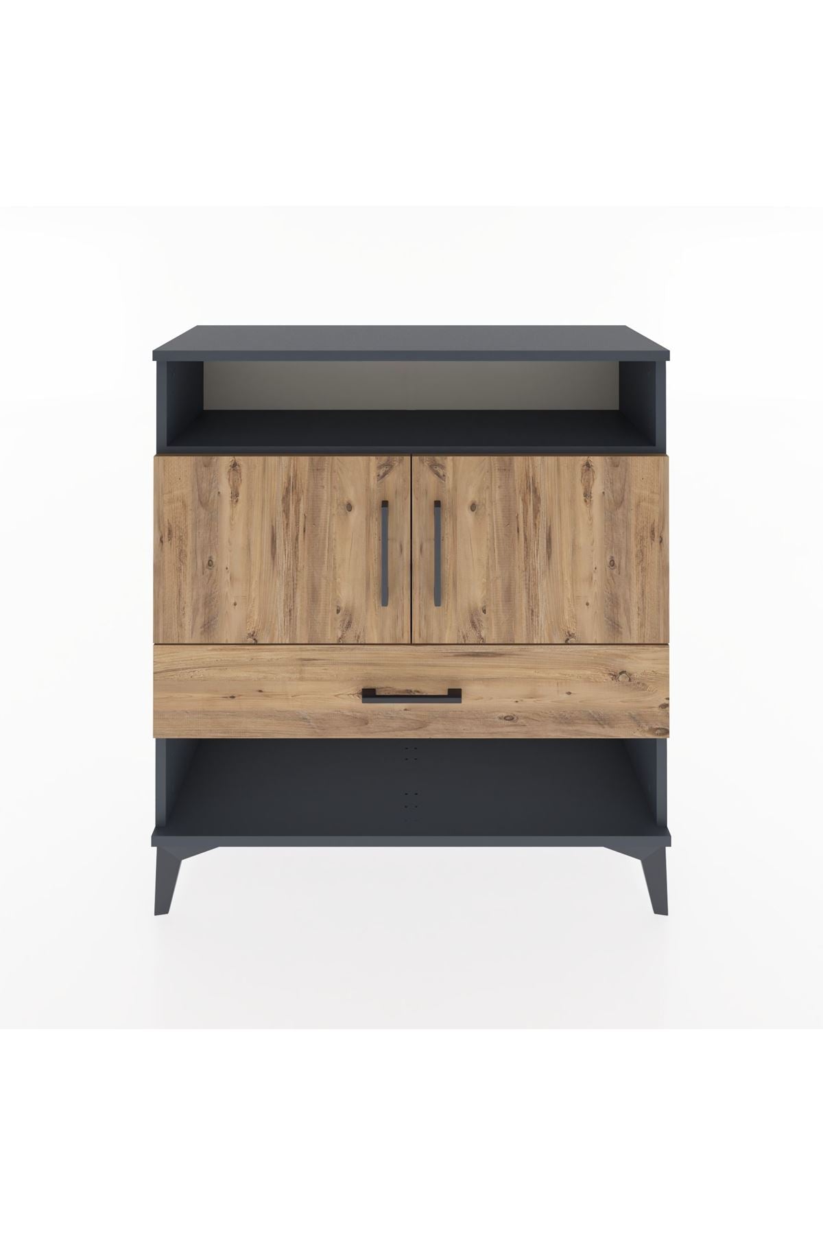 Arges Şifonyer 3 Raflı Tek Çekmeceli 2 Kapaklı 88x30x96 Antrasit-Çam