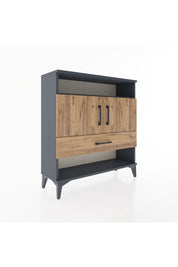 Arges Şifonyer 3 Raflı Tek Çekmeceli 2 Kapaklı 88x30x96 Antrasit-Çam