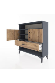 Arges Şifonyer 3 Raflı Tek Çekmeceli 2 Kapaklı 88x30x96 Antrasit-Çam