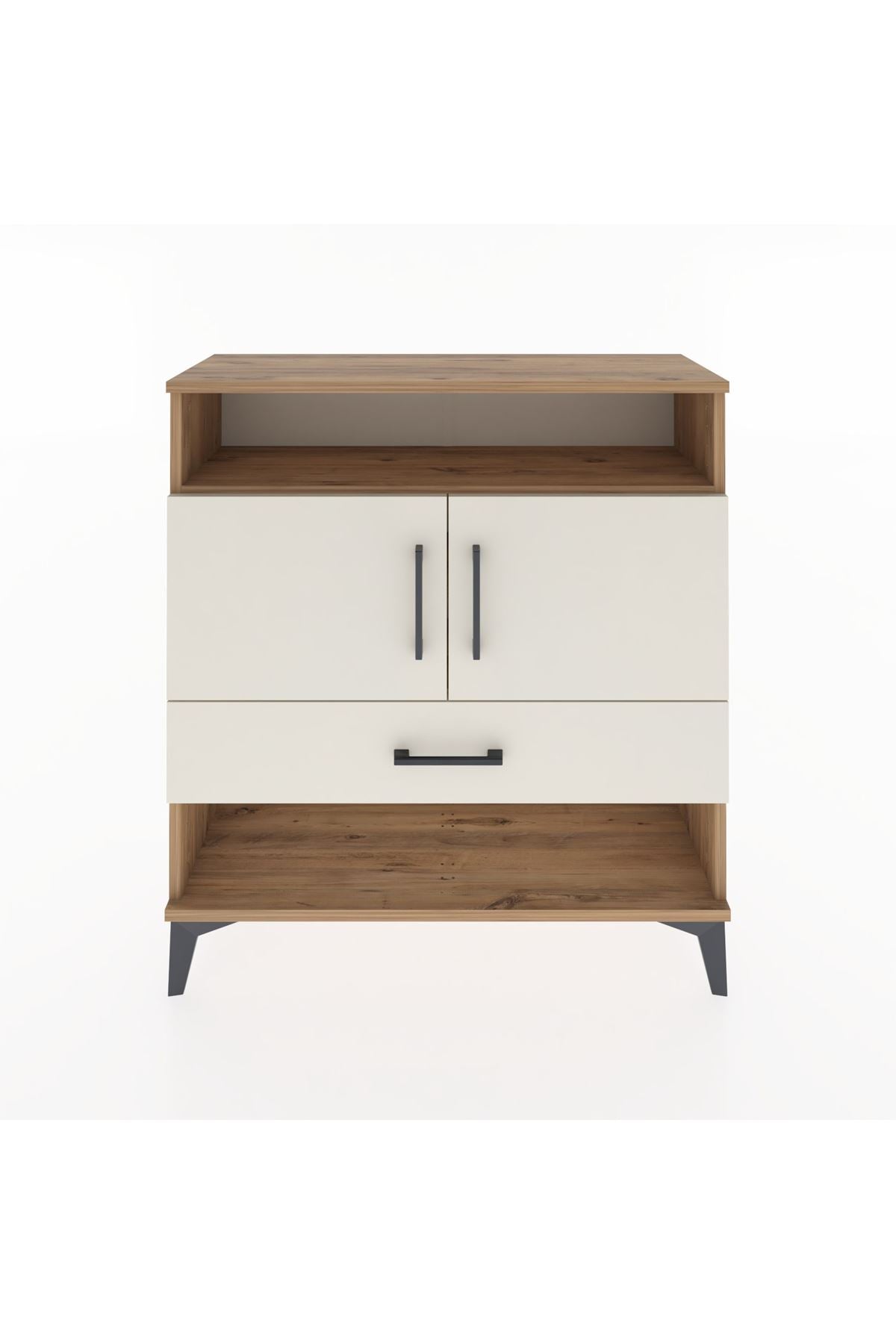 Arges Şifonyer 3 Raflı Tek Çekmeceli 2 Kapaklı 88x30x96 Çam-Aytaşı