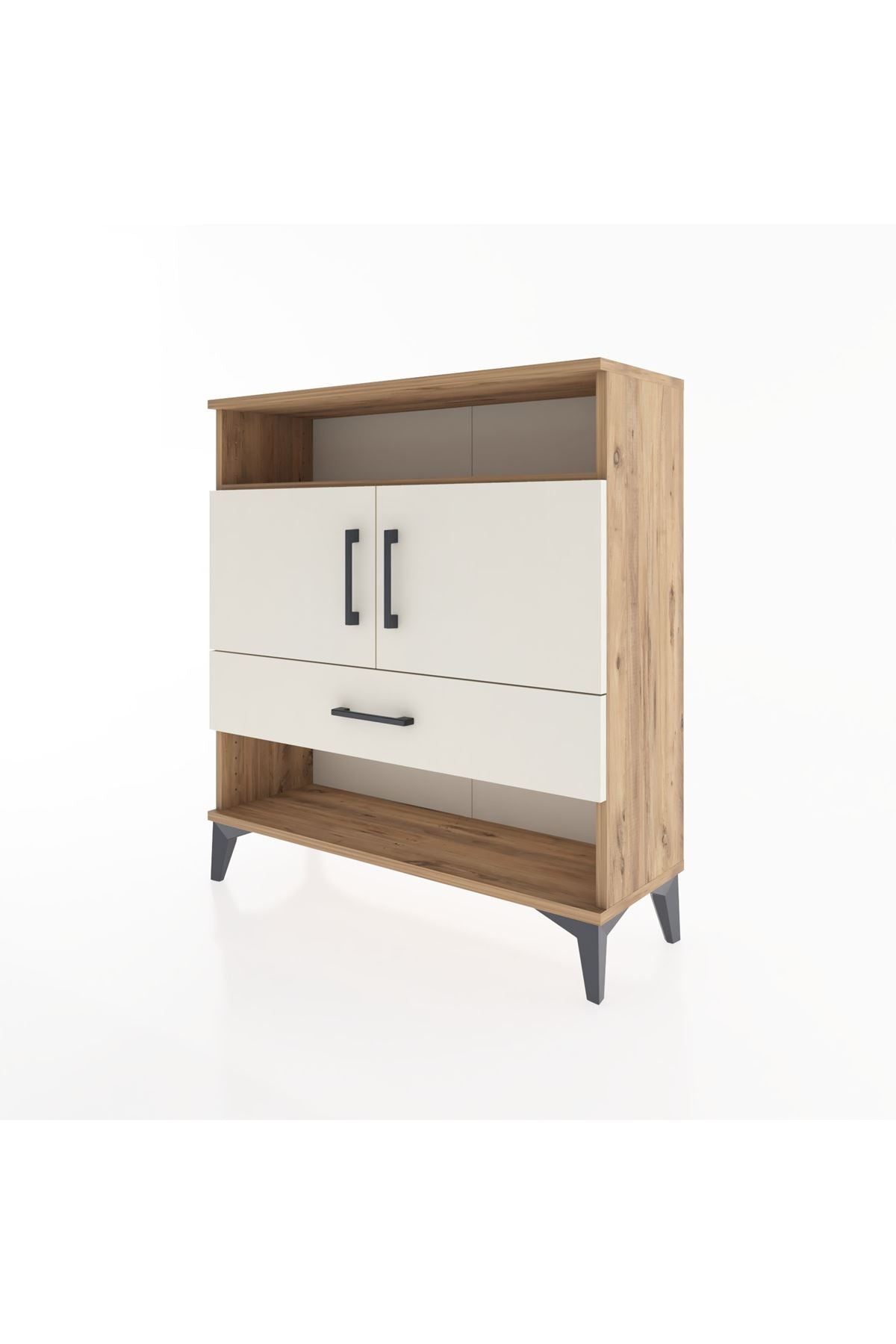 Arges Şifonyer 3 Raflı Tek Çekmeceli 2 Kapaklı 88x30x96 Çam-Aytaşı