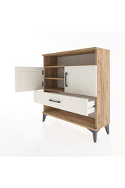 Arges Şifonyer 3 Raflı Tek Çekmeceli 2 Kapaklı 88x30x96 Çam-Aytaşı