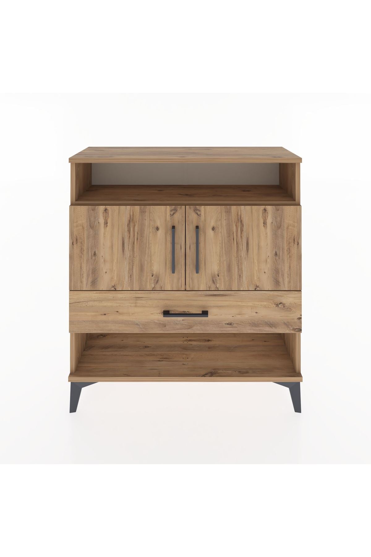 Arges Şifonyer 3 Raflı Tek Çekmeceli 2 Kapaklı 88x30x96 Çam-Çam