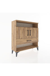 Arges Şifonyer 3 Raflı Tek Çekmeceli 2 Kapaklı 88x30x96 Çam-Çam